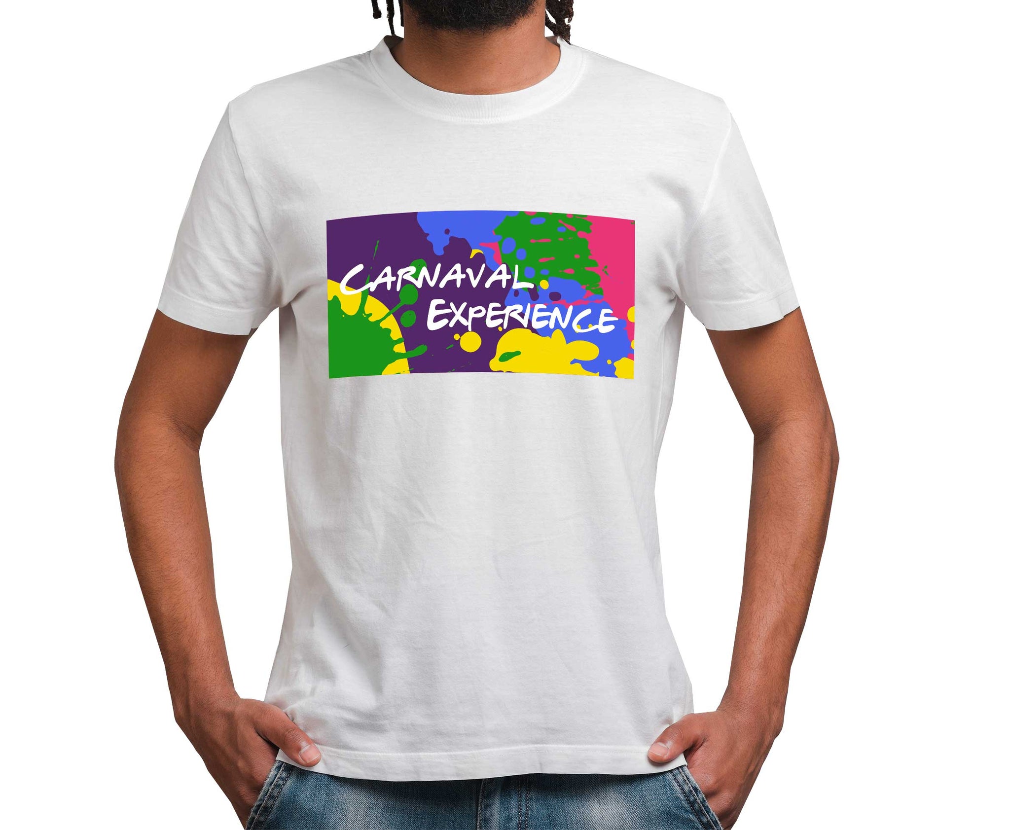 Camiseta blanca con salpicaduras Carnaval Experience